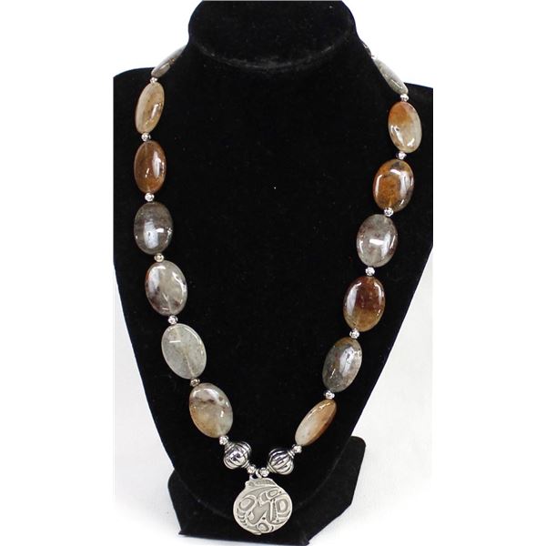 Moss Agate Pendant Necklace By Kills Thunder