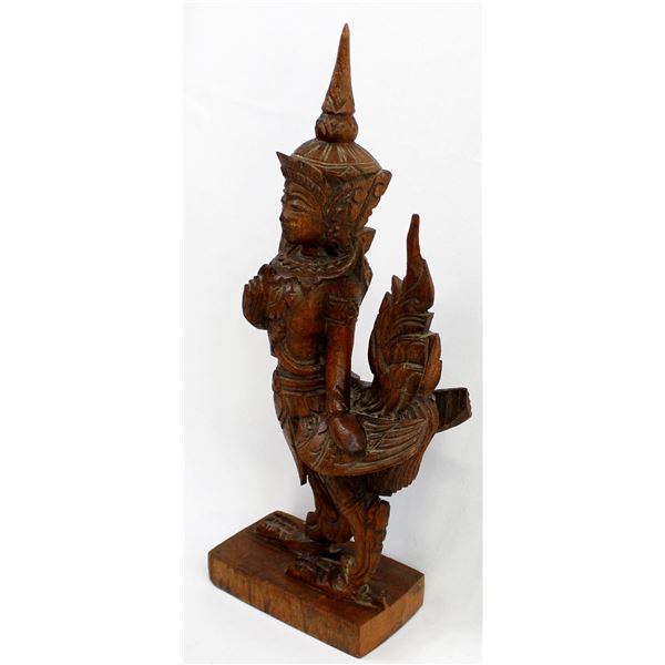 Vintage Buddist Carved Wood Kannara Sculpture