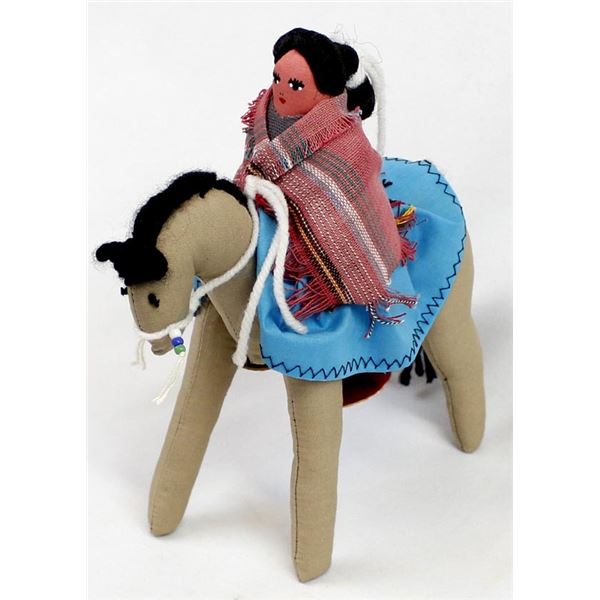 Navajo Cloth Doll on Horse by Ruth Apachito