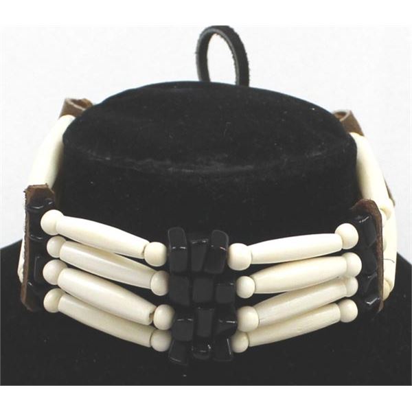 Cherokee Bead and Leather Choker