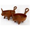Image 1 : Pr of Redware Pottery Pig Bowls with Handle