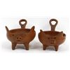 Image 2 : Pr of Redware Pottery Pig Bowls with Handle