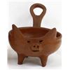 Image 4 : Pr of Redware Pottery Pig Bowls with Handle