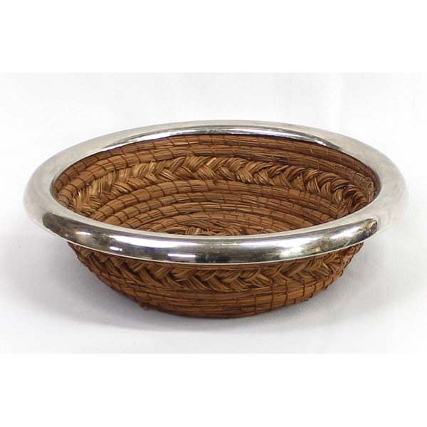 Asian Silver Plate Rimmed Basket