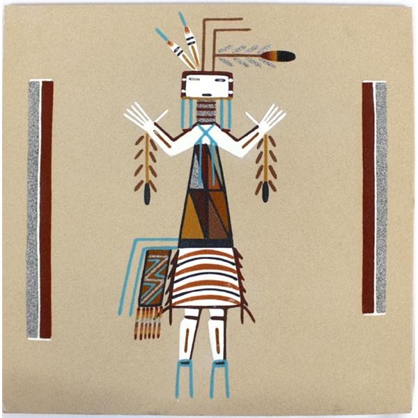 Navajo Holy Girl Sand Painting by Watchman 16x16"