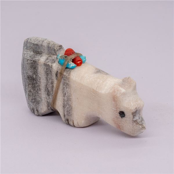 Zuni Alabaster Mountain Lion Fetish by O. Lucio