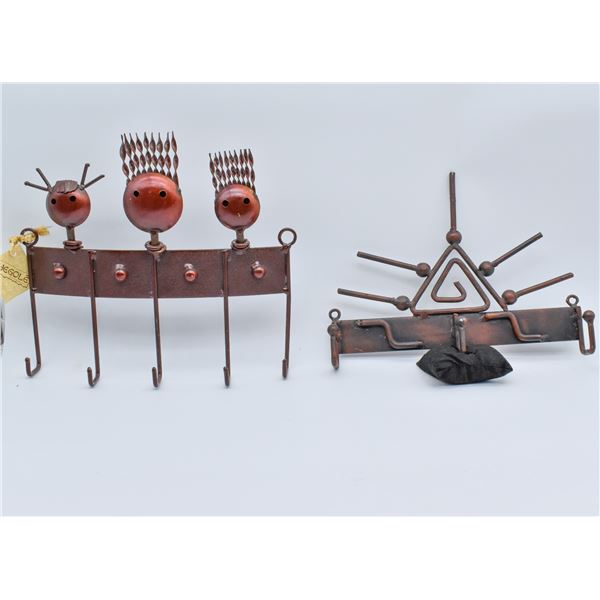 2 Southwestern Hegole' Metal Art Wall Hooks