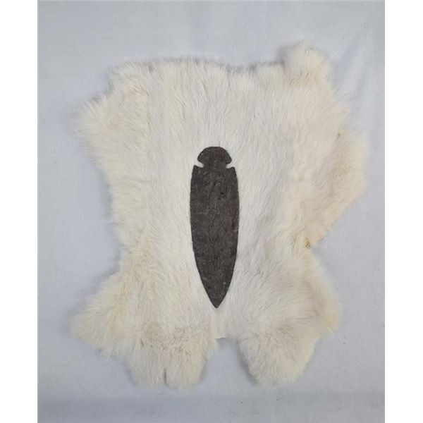 Contemporary Hand Knapped Spearhead w Rabbit Pelt