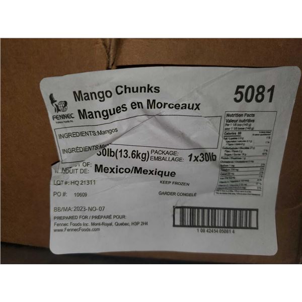 Fennec Foods Frozen Mango Chunks 30 Lbs