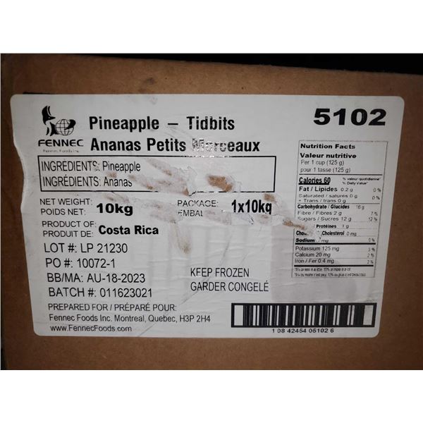 Fennec Foods Frozen Pineapple Tidbits - 1X10Kg