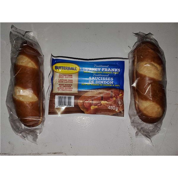 Frozen Butterball Turkey Franks (Gluten & Dairy Free) 12x400g & 30 Count Individually Wrapped Hot Do