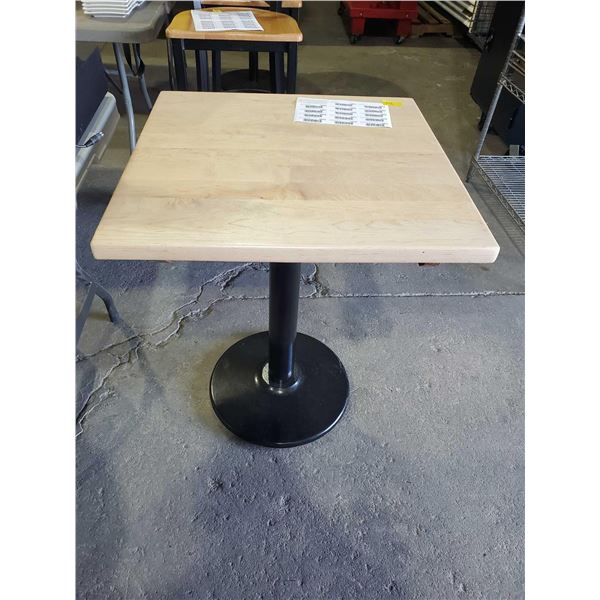 2'x2' Square Single Post Bistro Table with Wooden top