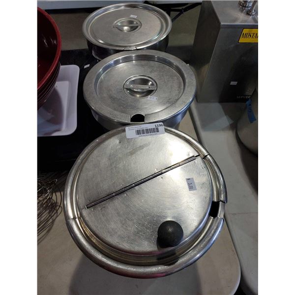 Lot of 3 Stainless Steel Soup Inserts with lids