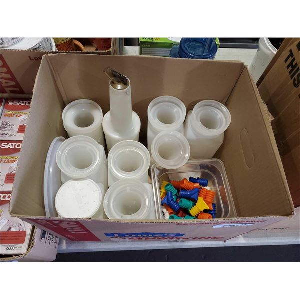 Box lot of assorted Bottles & Pouring Spouts