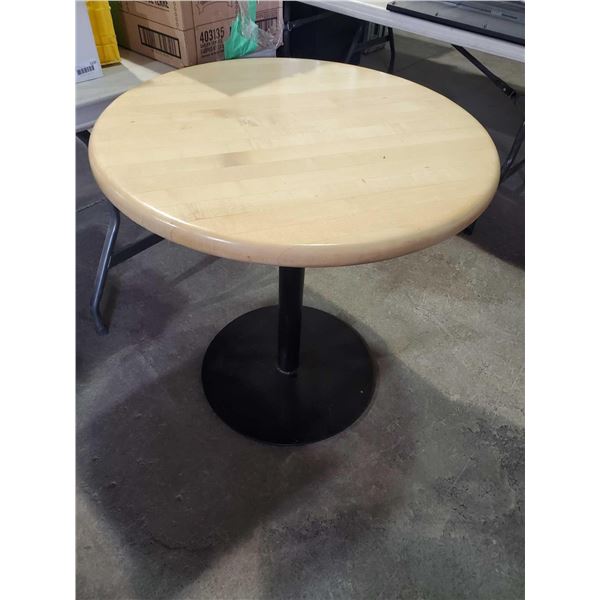 30" Diameter Round Single Post Bistro Table with Wooden top