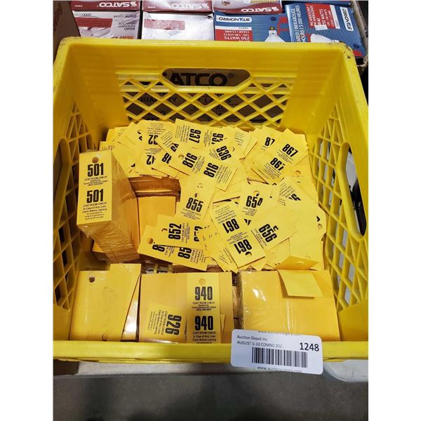 Lot of assorted number Yellow Coat Check Tags