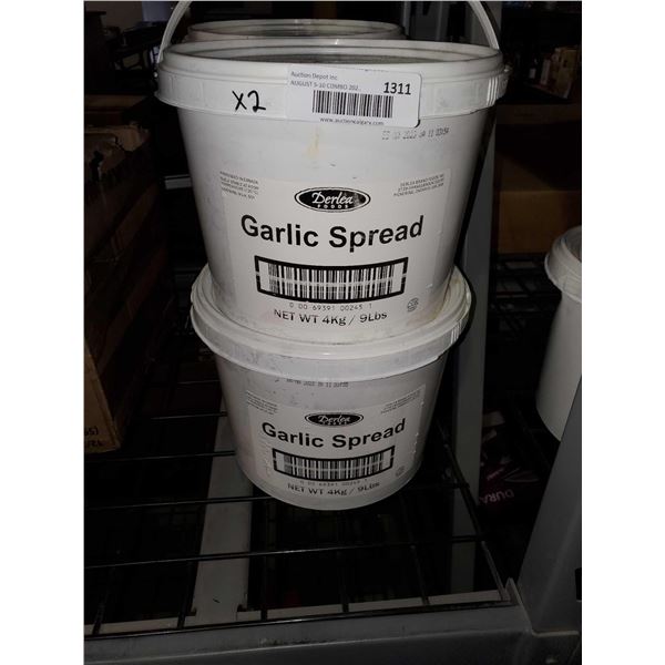 Derlen Foods Garlic Spread lot of 2 x 9lbs pails