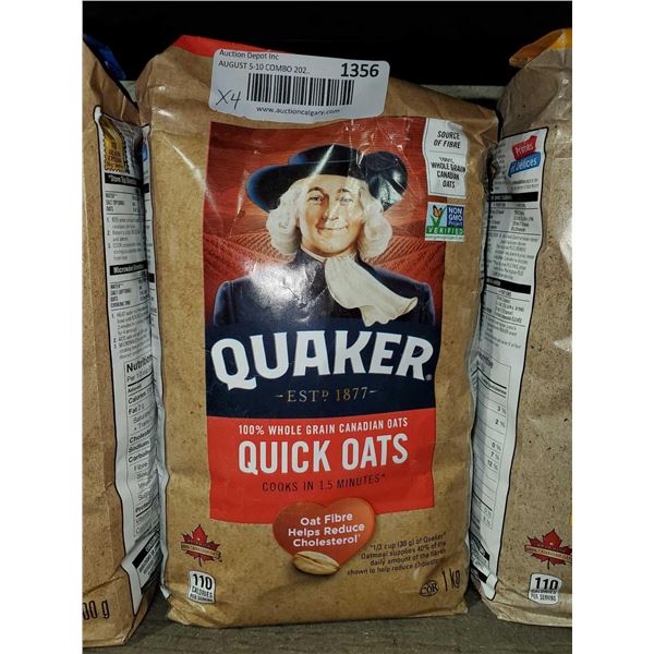 Quaker Quick Oats Lot of 4 x 1Kg