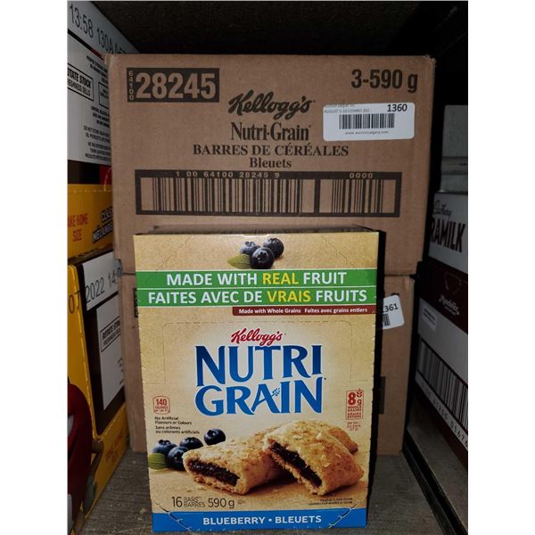 Nutrigrain Blueberry Bars Case lot of 8 x 590g