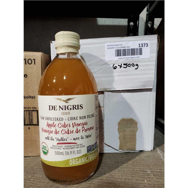De Nigris organic Apple Cider Vinegar Case lot of 6 x 500ml