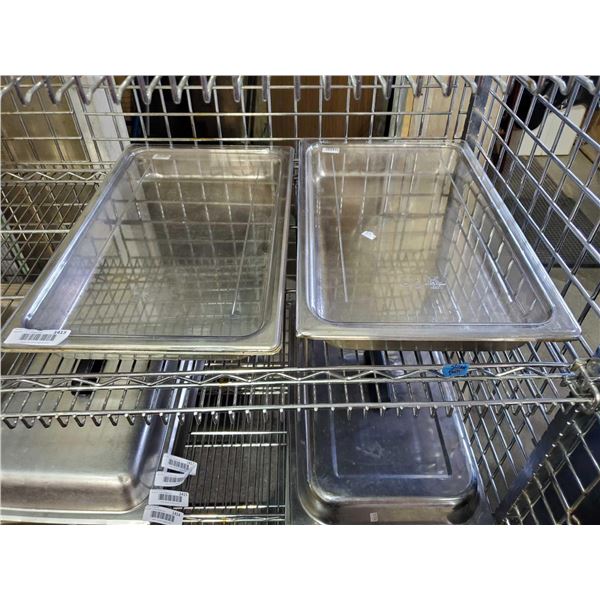Lot of 2 large stainless inserts w/ plastic lids