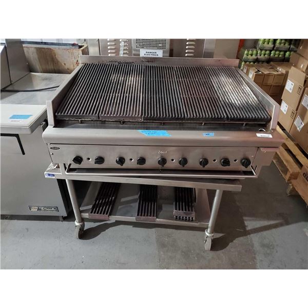 Quest 40 Inch Gas 9 Burner Char Broiler with rolling stand