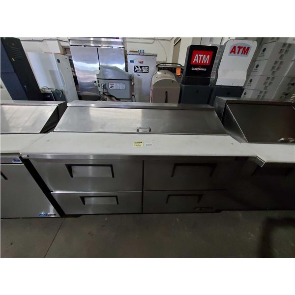 True 5 ft Stainless Steel 4 drawer refrigerated sandwich Prep Counter on wheels