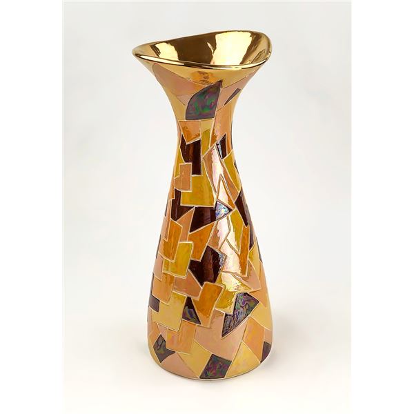 VINTAGE HAND CRAFTED LUSTER GLAZE TALL VASE