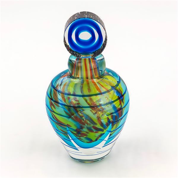 HEAVY ART GLASS PERFUME BOTTLE MURANO STYLE