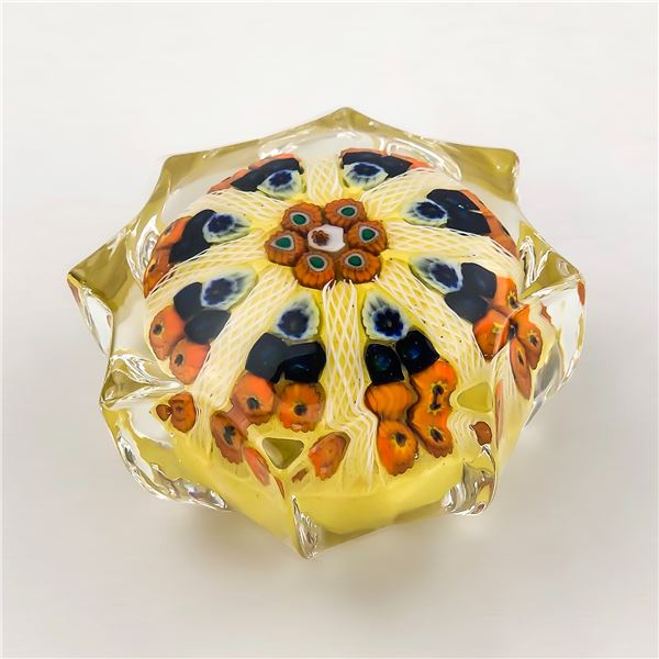 STRATHEARN 8 POINT STAR MILLEFIORI PAPERWEIGHT