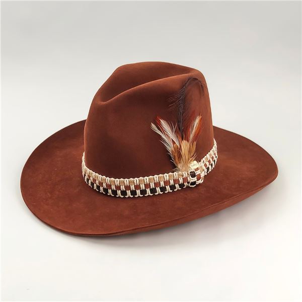 NEW WEST BY BAILEY HAT - BROWN WITH FEATHERS