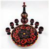 Image 3 : WOODEN 9 PC RUSSIAN FOLK ART DECANTER & GOBLETS