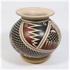Image 2 : VINTAGE HAND DECORATED NATIVE ART POTTERY ROUND