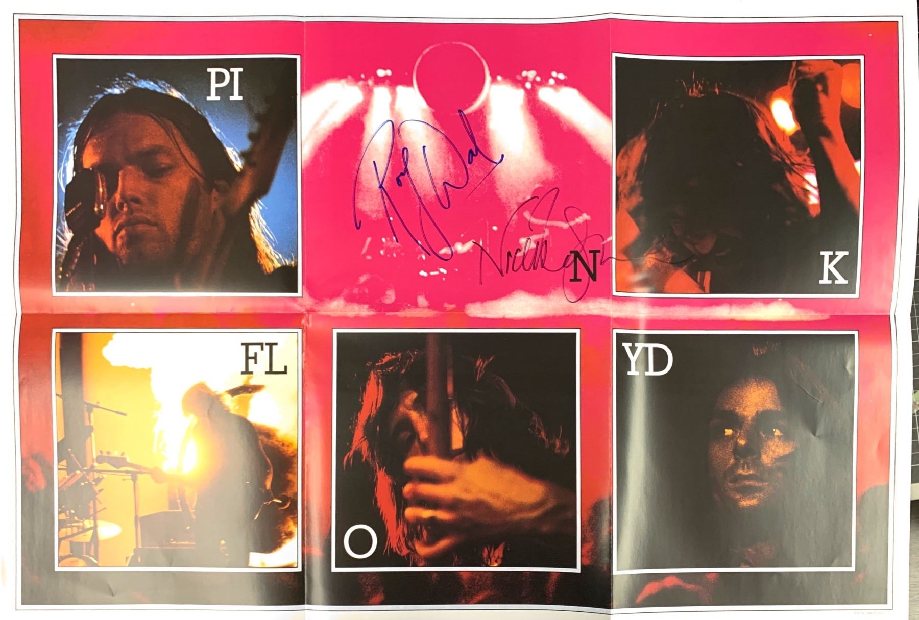 PINK FLOYD - RARE RAINBOW THEATRE POSTER WITH PINK FLOYD HAND-SIGNED PAGE PINK FLOYD - RARE RAINBOW THEATRE POSTER WITH PINK FLOYD HAND-SIGNED PAGE