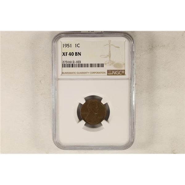 1951 LINCOLN CENT NGC XF40BN