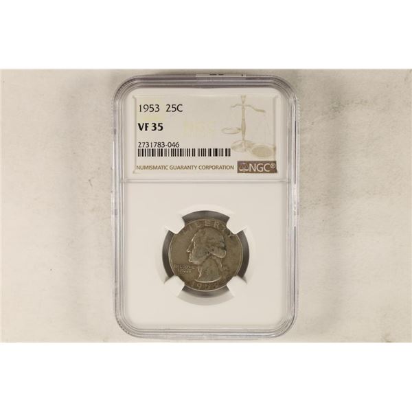 1953 WASHINGTON SILVER QUARTER NGC VERY FINE 35