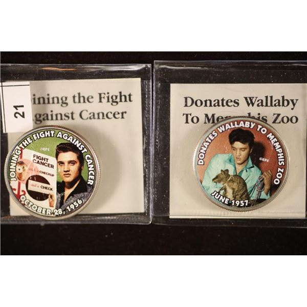 2-COLORIZED ELVIS PRESLEY KENNEDY HALF DOLLARS
