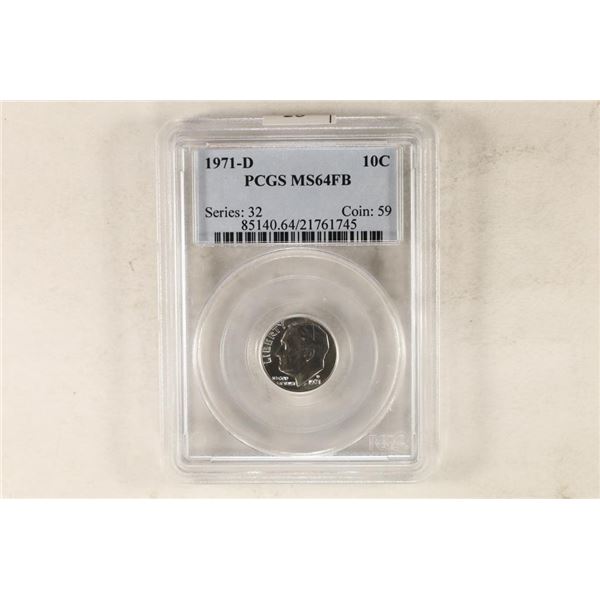 1971-D ROOSEVELT DIME PCGS MS64FB