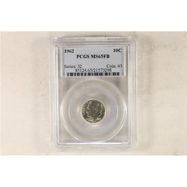 1962 ROOSEVELT DIME PCGS MS65FB