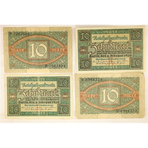 4-1920 GERMAN 10 MARK BANK NOTES