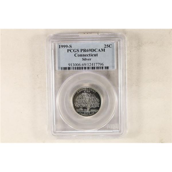 1999-S SILVER CONNECTICUT QUARTER PCGS PR69 DCAM
