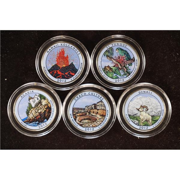 5 COLORIZED BRILLIANT UNC STATE QUARTERS