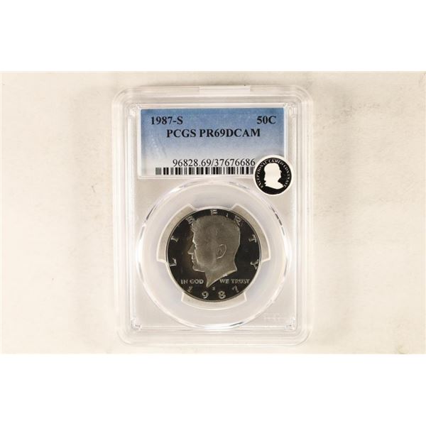 1987-S KENNEDY HALF DOLLAR PCGS PR69 DCAM