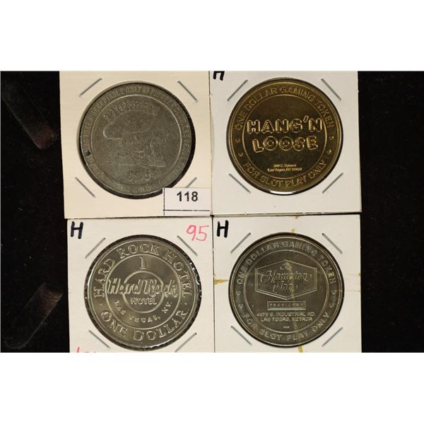 4 ASSORTED $1 GAMING TOKENS: PIONEER CLUB