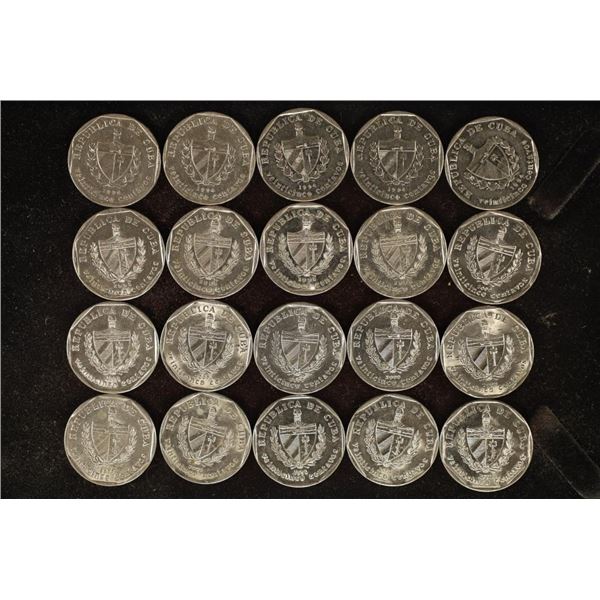 20-1994-2002 CUBA EF-UNC 25 CENTAVO COINS