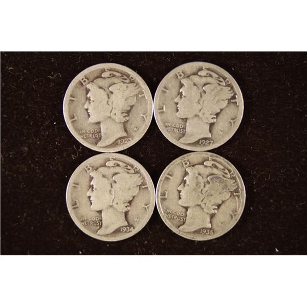 1923, 1927, 1934 & 1935 SILVER MERCURY DIMES