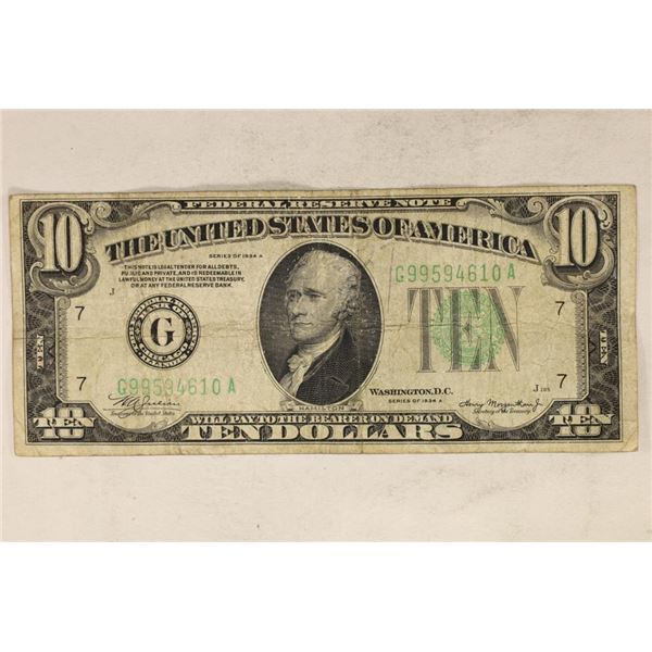 1934-A US $10 FRN GREEN SEAL