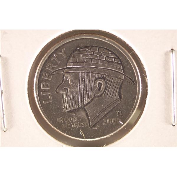 HOBO DIME ON A 2000-D ROOSEVELT DIME BRILLIANT UNC