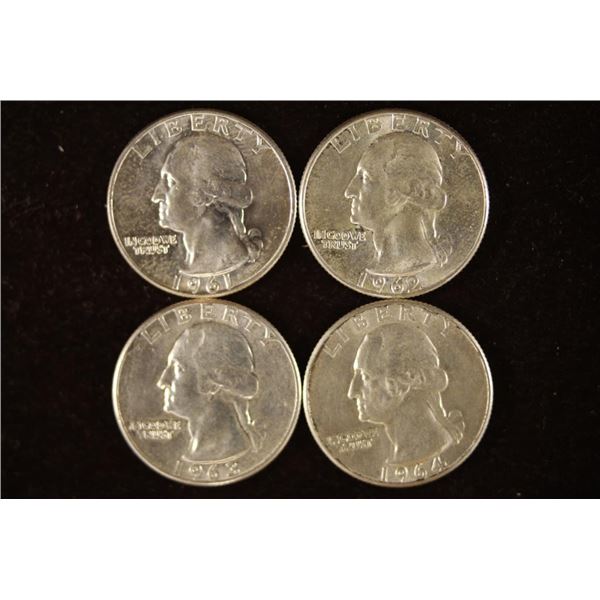 1961-D, 1962, 1963 & 1964 WASHINGTON SILVER