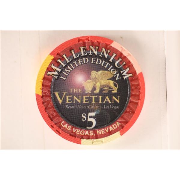 $5 VENETIAN CASINO CHIP "MILLENNIUM LIMITED